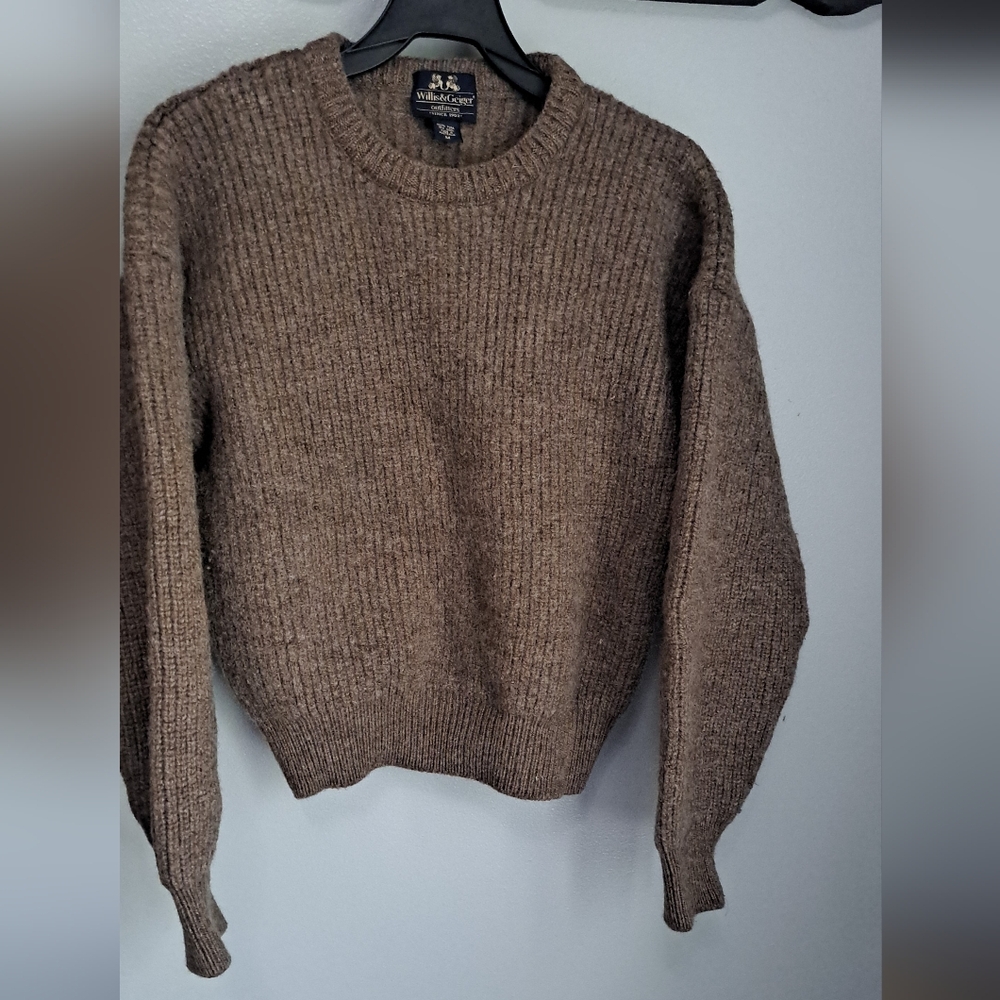 VINTAGE Willis & Geiger 100% Wool Brown Ribbed Knit Sweater